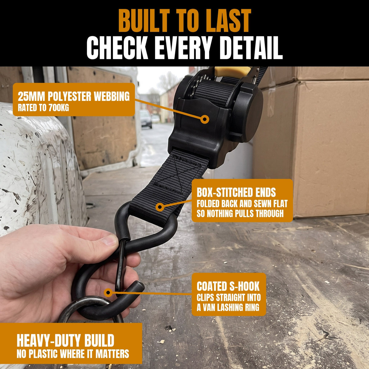 CargoPro™ Auto-Retract Tie-Down Ratchet Straps