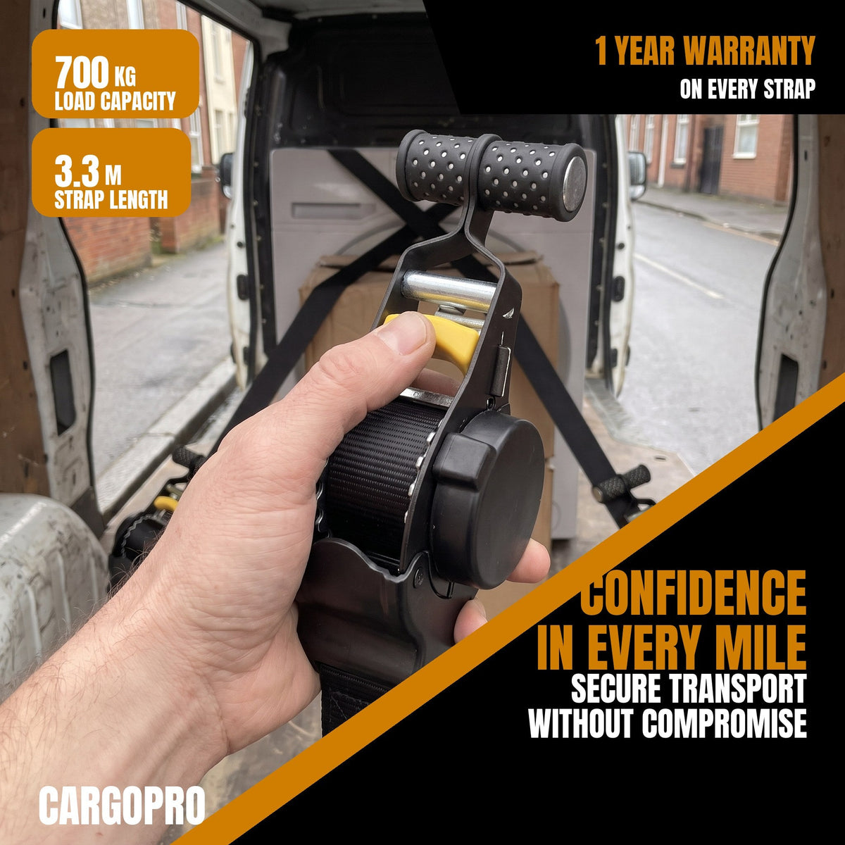 CargoPro™ Auto-Retract Tie-Down Ratchet Straps
