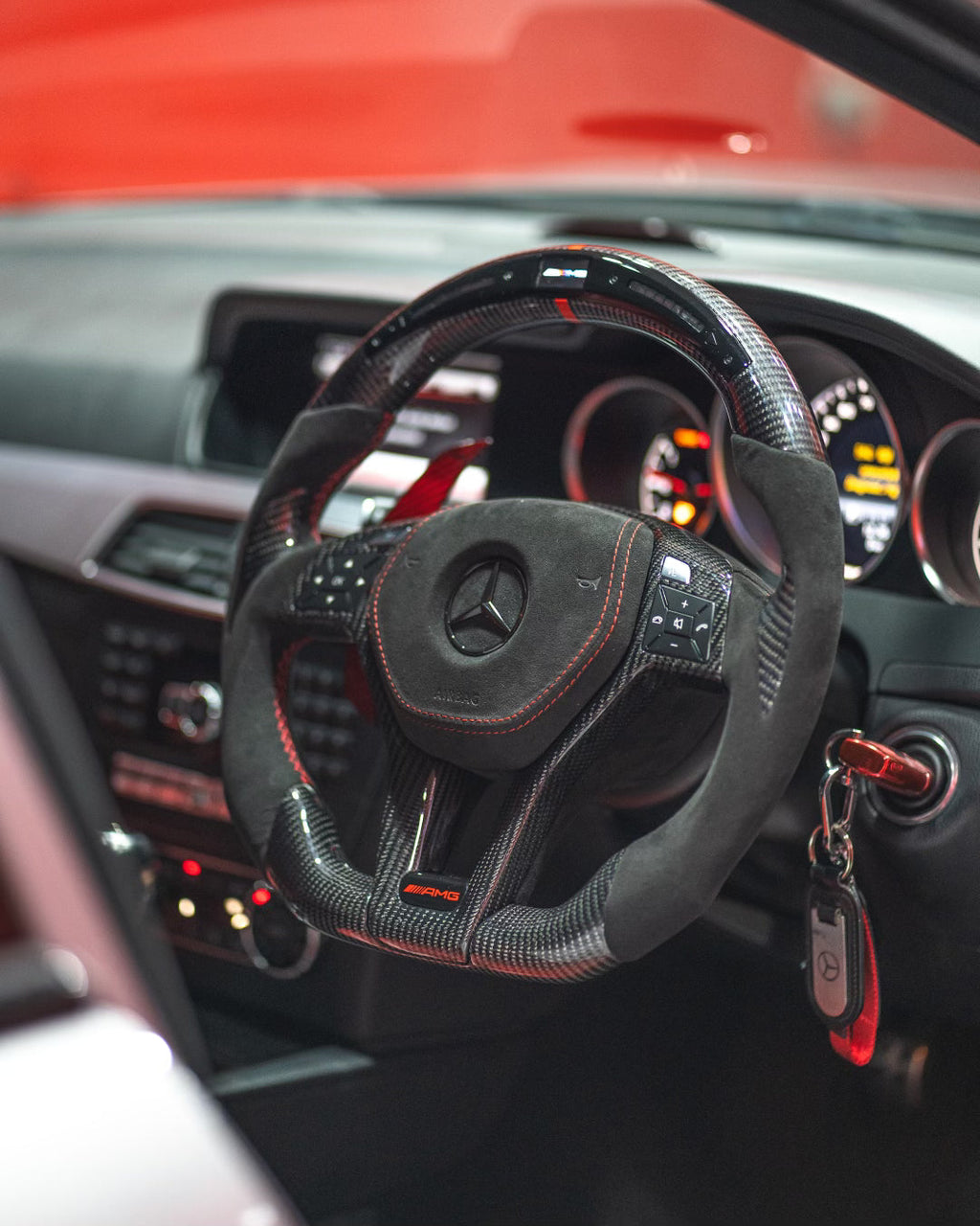 Mercedes W204 C,E Class Carbon Fibre LED Steering Wheel — Rivtec Auto Retrofits