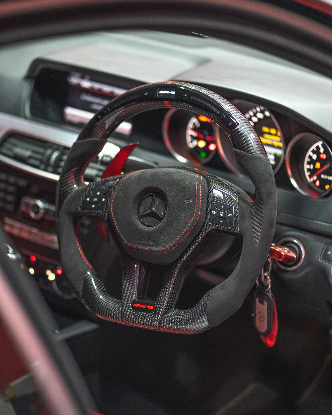 Mercedes W204 C,E Class Carbon Fibre LED Steering Wheel — Rivtec Auto Retrofits